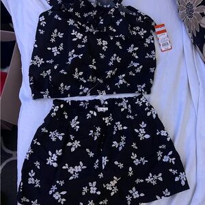 Cat & Jack Floral Kids Shorts - Black and White